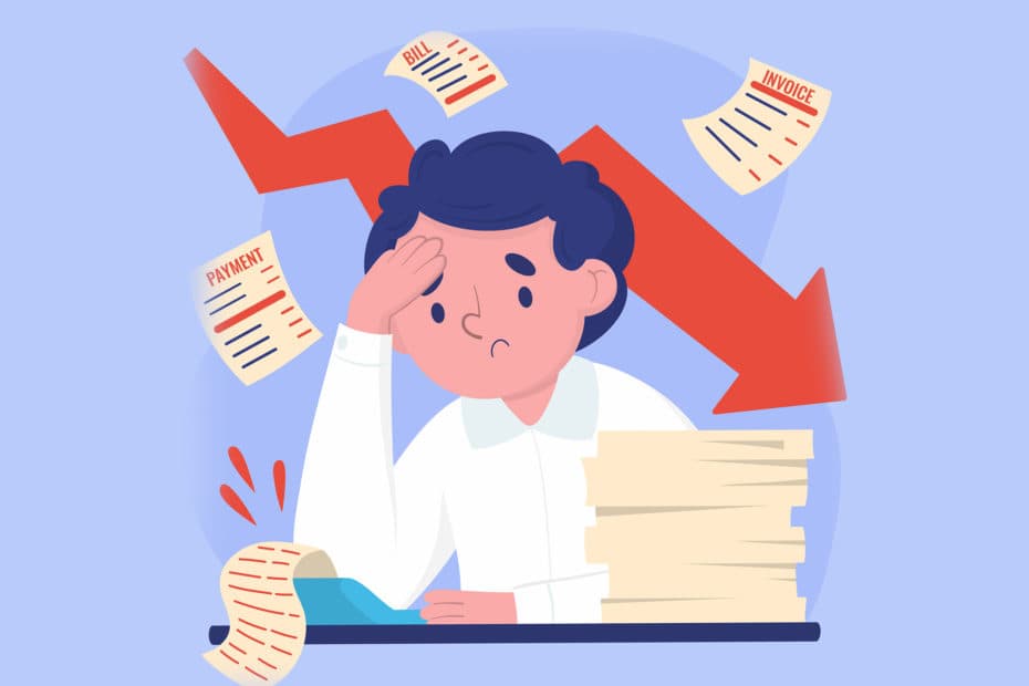 Homem preocupado com contas